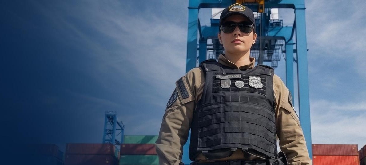 Agente de segurança em área portuária